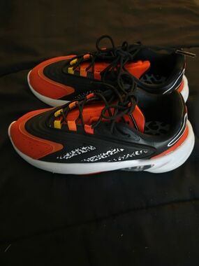 Kids Orange and Black Athletic Sneakers